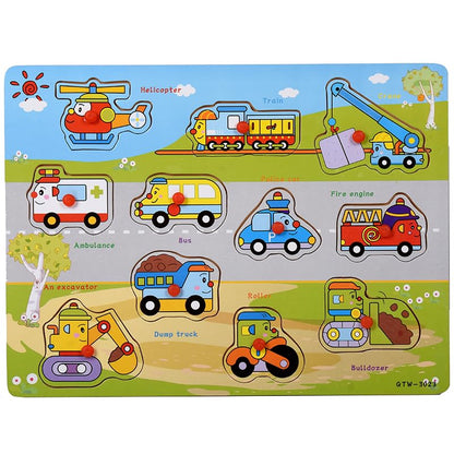 5-Pack | Alphabet, Numbers, Shapes, Vehicles & Fruits Wooden Puzzles for Toddlers 3-5 Years Old – ABC, 1-20, Shape, Vehicle & Fruit Learning Toy with Puzzle Board & Blocks, Educational Toy Gift - style: 5-Pack