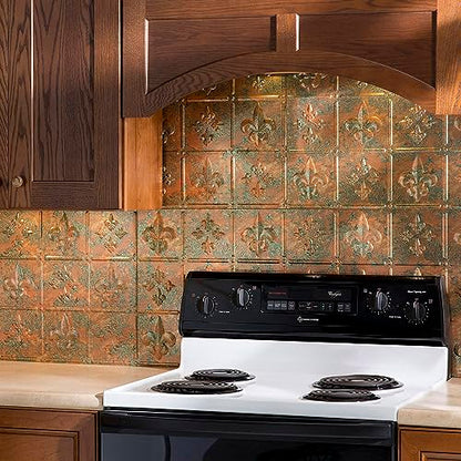 FASÄDE Fleur-de-lis Decorative Vinyl Backsplash 15 sq ft Kit in Copper Fantasy - color: Copper Fantasy