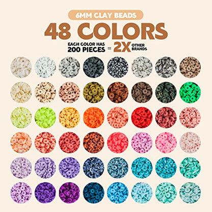 Pizooro Clay Beads 3 Boxes Bracelet Making Kit, 10500pcs Beads for Jewelry Making, Round Letter Beads with Charm and Elastic Strings, Friendship Bracelets Holiday Gifts for Girls Adults - color: Gold