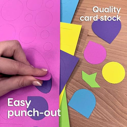ARTshapes Punch-Out Paper Shapes, Happy, 840 Piece, Classroom Decor - color: Purple,Pink,Yellow,Green,Blue