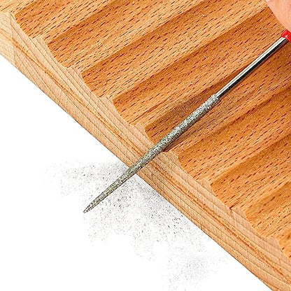 KALIONE 10Pcs Diamond Needle File Set, Model Files Mini Metal File Diamond File Set, Metal File Set Hand Tools, Miniature and Model Files, Small File Jewelry Stone Carving Tools(2x100mm)