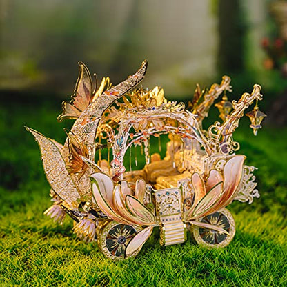 MU 3D Fairy Series Metal Puzzle Model Kits Cinderella's Elf Carriage, Princess Magic Palace Miniature Building, DIY Birthday Xmas Gift Toy Sets - color: Elf Carriage