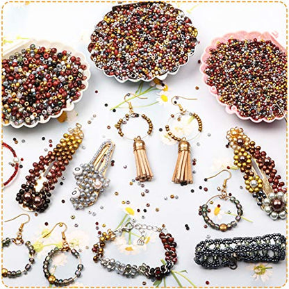 5000pcs Brownish Black Glass Seed Beads Bulk, Small Tiny Waist Spacer Beads for Bracelet, Necklace Jewelry Making, DIY Craft Projects(3mm 8/0) - color: Brownish Black, size: 3mm
