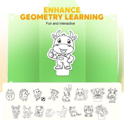Pull String 3D Geometry Learning Book - Fun Volume & Surface Area Formula Teaching Tool with Braided Rope Design (9-Model Version) - style: Chinese version