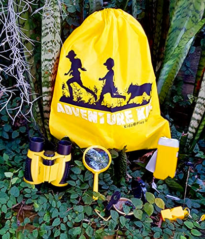 Adventure Kidz - Outdoor Exploration Kit, Binoculars with Case, Flashlight, Compass, Whistle, Magnifying Glass, Backpack, Bundle (14 Items)