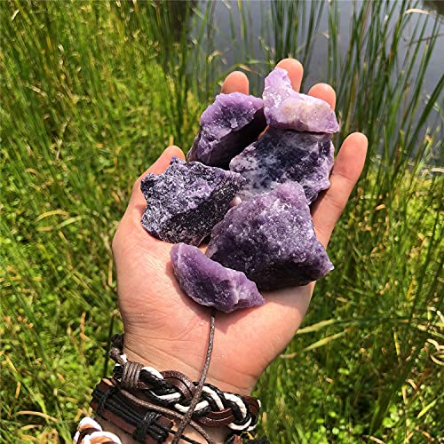 Zenkeeper 1 Lb Large Rough Purple Mica Stone Raw Lepidolite Crystal Stone Natural Purple Crystal Stone Mineral Specimen Gemstone Healing Crystals and Stones - color: Purple Mica Stone
