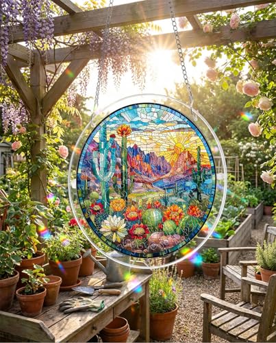 Acrylic Jigsaw Puzzle Suncatcher - Desert Cactus - color: Desert Cactus, size: S-7.4in*7.4in