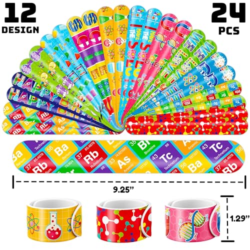 Cherisnowy 48PCS Science Party Favors, Temporary Tattoos & Slap Bracelets