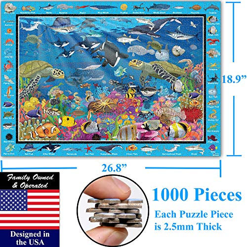 Think2Master Colorful Ocean Life 1000 Pieces Jigsaw Puzzle for Kids 13+, Teens, Adults & Families. Great Gift for stimulating Learning About Coral Reefs. Size: 26.8” X 18.9” - style: Life in the Ocean