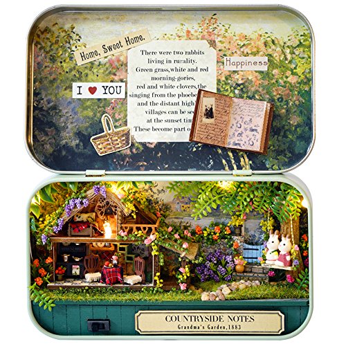 MAGQOO 3D Wooden Dollhouse Miniature DIY Doll House Kit with Furniture,1:100 DIY Box Theater Kit (Countryside Notes) - color: Countryside Notes