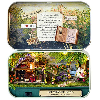 MAGQOO 3D Wooden Dollhouse Miniature DIY Doll House Kit with Furniture,1:100 DIY Box Theater Kit (Countryside Notes) - color: Countryside Notes
