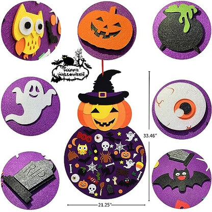 THAWAY DIY Halloween Pumpkin Witch Decor, Felt Halloween Crafts for Kids
