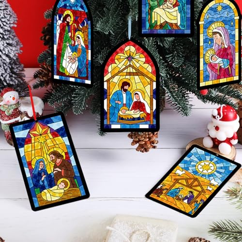 Tinlade 32 Set Nativity Scene Suncatchers Crafts Christmas DIY Activities - style: Nativity