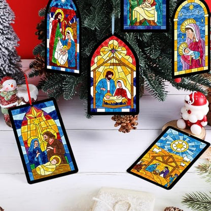Tinlade 32 Set Nativity Scene Suncatchers Crafts Christmas DIY Activities - style: Nativity