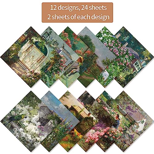 6x6" Cardstock Single Sided Scrapbooking,Craft Decorative Scrap Book Paper - color: 24sheets-courtyard