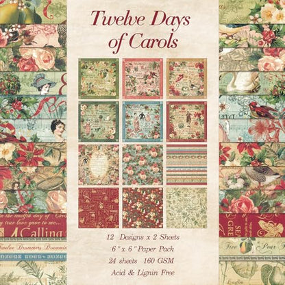 6x6" Cardstock Single Sided Scrapbooking,Craft Decorative Scrap Book Paper - color: 24sheets-carols