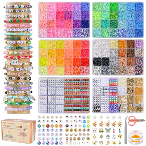 wuzoe Friendship Bracelet Kit, 16888pcs, 96 Colors Polymer Clay Beads & 1200 Letter Beads，Bracelet Making Kit for DIY Jewelry Making&Friendship Bracelet Making