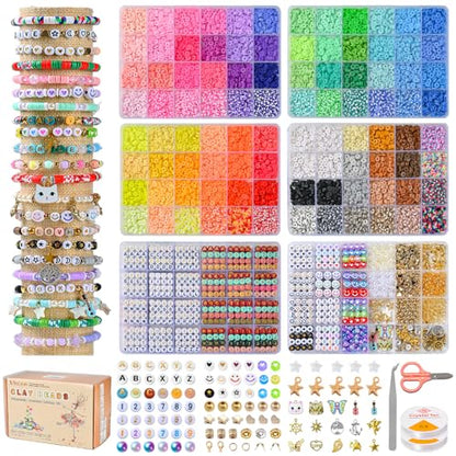 wuzoe Friendship Bracelet Kit, 16888pcs, 96 Colors Polymer Clay Beads & 1200 Letter Beads，Bracelet Making Kit for DIY Jewelry Making&Friendship Bracelet Making