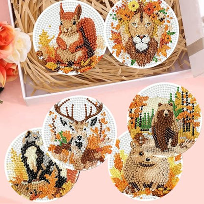 Diamond Art Coasters Kits, 8 Pcs Fall Animals Diamond Painting Coasters Kit - color: Fall animals