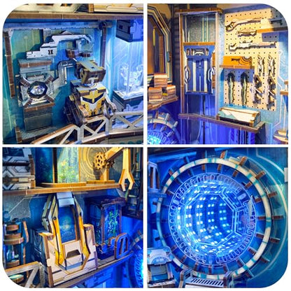 DIY Book Nook Kit sci - fi 3D Wooden Puzzles for Adults & Beginners - color: Planetary Era