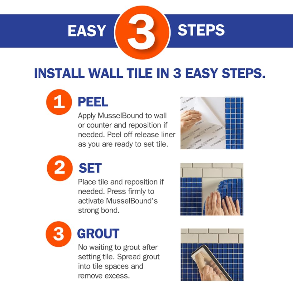 MusselBound® - Large Backsplash - Tile Installation EZ Kit (up to 52.5 sq ft) The Clean, Easy, No-Stress Way to Install Wall Tile