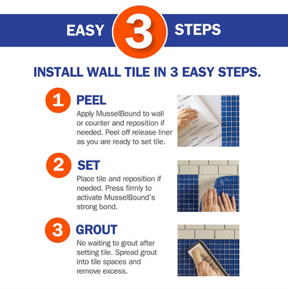 MusselBound® - Large Backsplash - Tile Installation EZ Kit (up to 52.5 sq ft) The Clean, Easy, No-Stress Way to Install Wall Tile