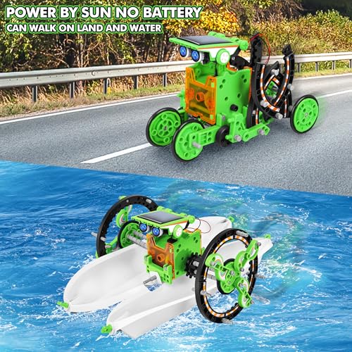 STEM 13-in-1 Education Solar Power Robots Toys for Boys Age 8-12 - color: Green