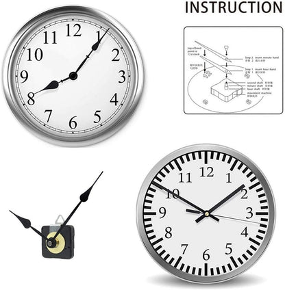 2 Pieces Silent Clock Movement Mechanism Long and Short Shaft with 6 Different Pairs of Hands DIY Clock Repair Parts Motor Replacemen - color: Black