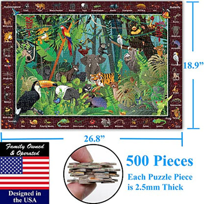 Think2Master Rainforest Jungle Animals 500 Pieces vith Large Pieces Jigsaw Puzzle for Seniors, Adults & Families. Great Gift Size: 26.8” X 18.9” - style: Animals of the Rainforest