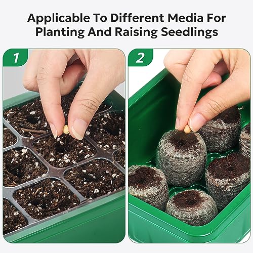 MIXC 10 Pack Seed Starter Tray, 120Cell Stater Kit with Humidity Dome Green - color: Green, size: 12 Cell-10 Packs-Clear Cover