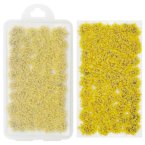 Flower Cluster Grass Tufts Flower Vegetation Groups Miniature Static Scenery Model for DIY Architecture Building Model Railway Train Diorama Garden Scenery Landscape Layout, Yellow