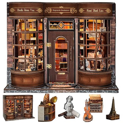 SUNNINO Book Nook Kits for Adults - Book Nook Kit Doll House - color: Hogg Bookstore