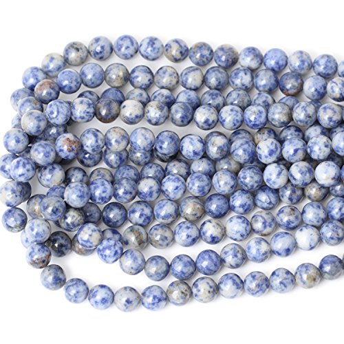 35PCS 10mm Natural Blue White Sodalite Gemstone Round Loose Beads for Jewelry Making 1 Strand 15" - color: Blue White Sodalite, size: 10mm