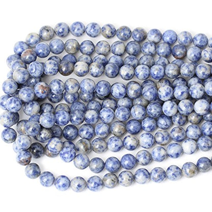 35PCS 10mm Natural Blue White Sodalite Gemstone Round Loose Beads for Jewelry Making 1 Strand 15" - color: Blue White Sodalite, size: 10mm