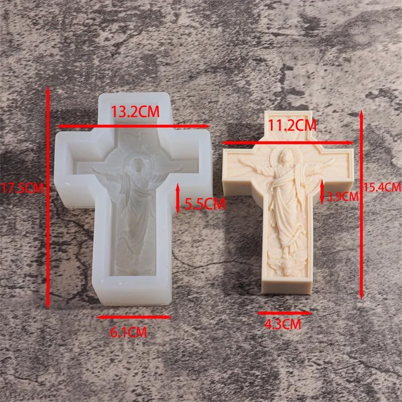 Candle Molds - Silicone Mold for Candles Making, DIY 3D Moulds for Soy Wax, Beeswax, Scented Candle, Valentine's Day Gifts (Crucifix) - color: Crucifix
