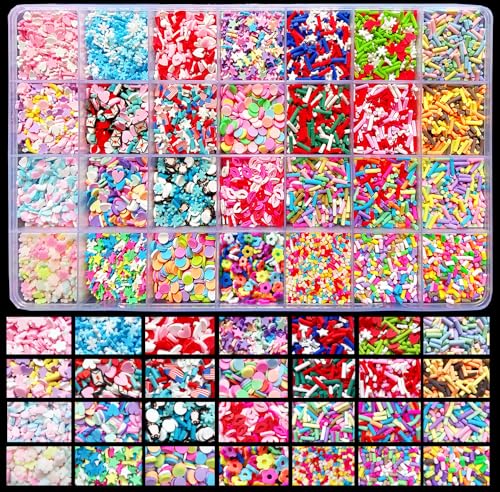 EHOPE Fake Sprinkles 220G Polymer Clay Slices Fake Candy Sprinkle Faux Sprinkles for Nail Art DIY Crafts Cake Phone (28 Styles) - color: 28 Styles