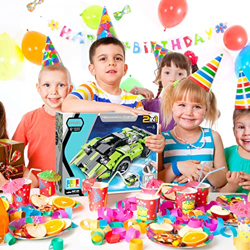 GAMZOO STEM Building Toys for Kids with 2-in-1 Remote Control Racer Snap Together Engineering Kits Early Learning Racecar Building Blocks - Best Gift for 6 7 8 9＋Year Old Boys and Girls - color: Green