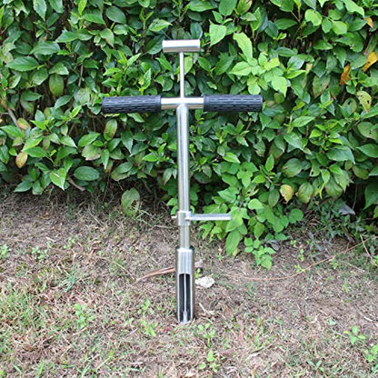 Soil Sample Probe 20” with Ejector and Foot Pedal,Soil Probe Stainless Steel T-Style Handle Soil Test Kit,Soil Probe Rod for Soil Sampling Plant Care/Agriculture/Garden/Farm - size: 20”S/T-Style（B）