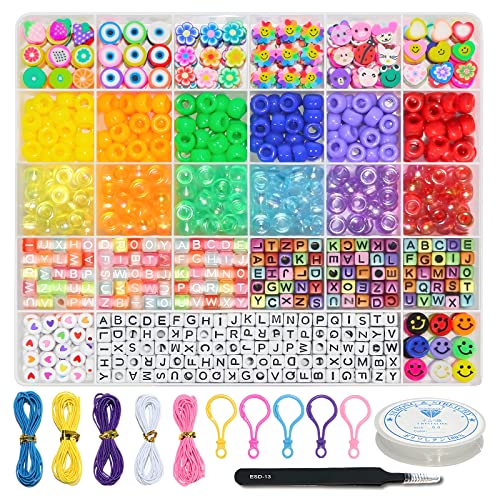 LIS HEGENSA 1000Pcs DIY Childrens Craft Pony Beads Friendship Bracelet Kit - color: colorful