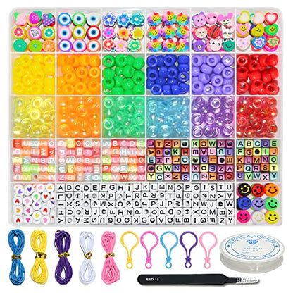 LIS HEGENSA 1000Pcs DIY Childrens Craft Pony Beads Friendship Bracelet Kit - color: colorful
