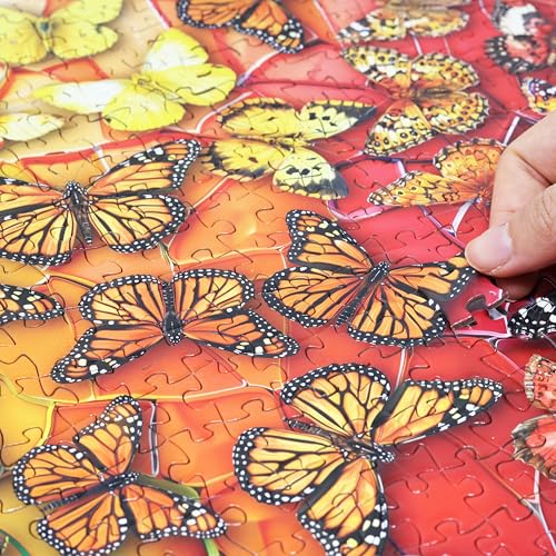 Think2Master Colorful Rainbow of Butterflies & Stained Glass 1000 Pieces Large Format Jigsaw Puzzle for 13+, Teens, Adults & Families. Beautiful Vibrant Illustration Artwork Size: 26.8” X 18.9” - style: Butterflies