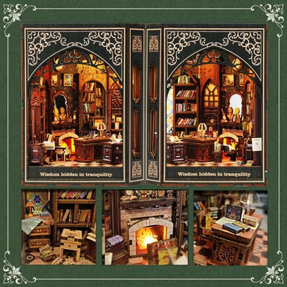 VORATHIS Library Book Nook Kit with LED | 3D Wooden Puzzle for Adults - style: Classical Library