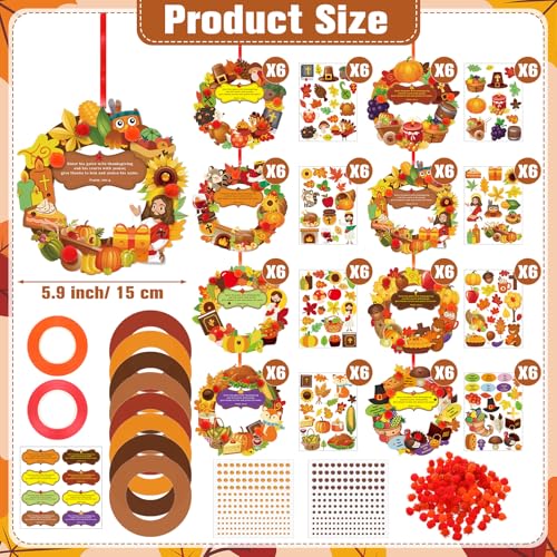 Hollowfly 48 Set Thanksgiving Wreath Craft Kits DIY Christian Ornament - style: Christian Thanksgiving