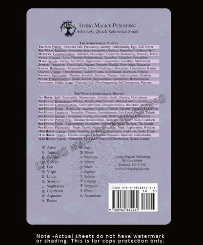 Astrology Learning Cards & Quick Reference Sheet Combination Bundle