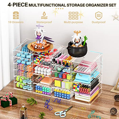 Acrylic Makeup Organizer with 19 Drawers,Storage Drawer Organizer - size: 19 Drawers