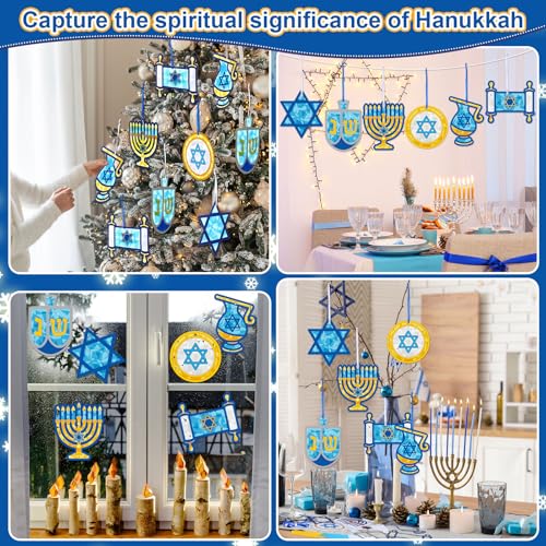 Feifeiya 24 Sets Hanukkah Suncatcher Crafts, Tissue Paper Crafts, Hanukkah - style: Hanukkah