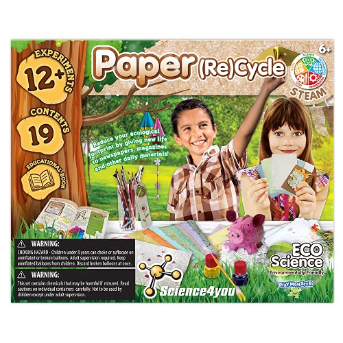 PlayMonster Science4you - Paper Re(Cycle) - 12 Eco-Friendly Experiments About Recycling - Fun, Education Activity for Kids Ages 6+