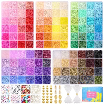 Funtopia 120 Colors 3mm 37000pcs+ Seed Beads for Jewelry Making Bracelets - size: 3mm