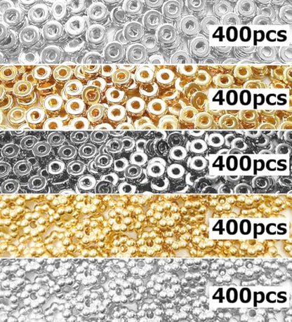 6mm Flat Round Spacer Beads, Clay Beads for Bracelets Making Kit, Heishi Polymer Flat Disc Spacer Beads for Jewelry Making, Clay Beads for Jewelry Making Gold Beads Silver (2000pcs) - color: 2000pcs