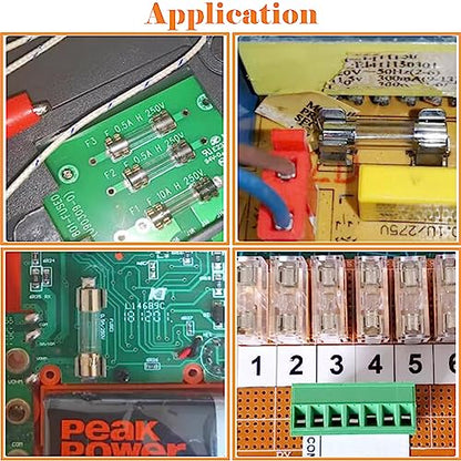 24 Values 275Pcs Fast Blow Glass Fuses Assortment Kit 250V 6x30mm 5x20mm 0.5A 1A 2A 3A 5A 6A 8A 10A 15A 20A 125V 5x20mm 3.6X10mm 1A 2.5A 3A 5A 7A 8A - size: 275PCS kit